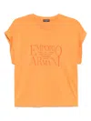Emporio Armani Logo Crew Neck T-shirt With Turn-up Cuffs In Orange