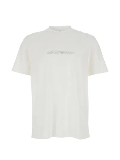 Emporio Armani Logo Cotton T-shirt In Neutral