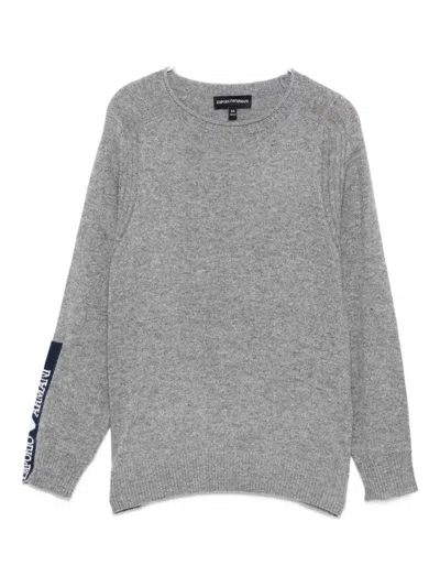 Emporio Armani Kids' Logo-detail Wool Sweater In Gray