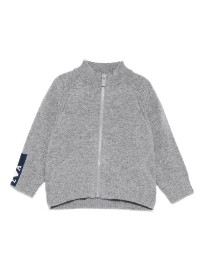 Emporio Armani Babies' Logo-detail Zip-up Cardigan In Grey