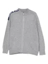 Emporio Armani Logo-detail Zip-up Cardigan In Gray