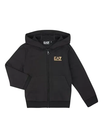 Emporio Armani Kids' Logo-detail Zip-up Hoodie In Black