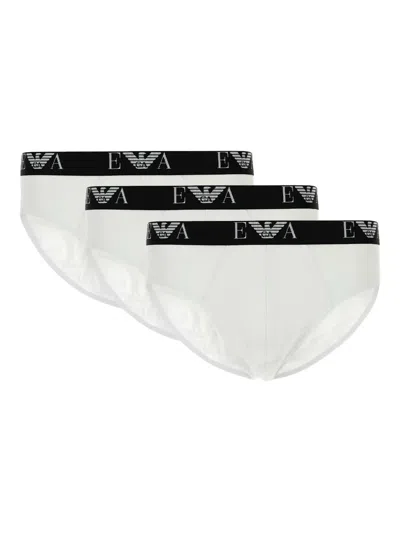 Emporio Armani Logo-detailed Briefs (pack Of Three) In White