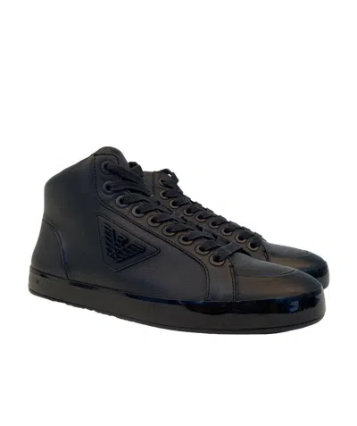 Emporio Armani Logo Details Casual Sneakers In Black