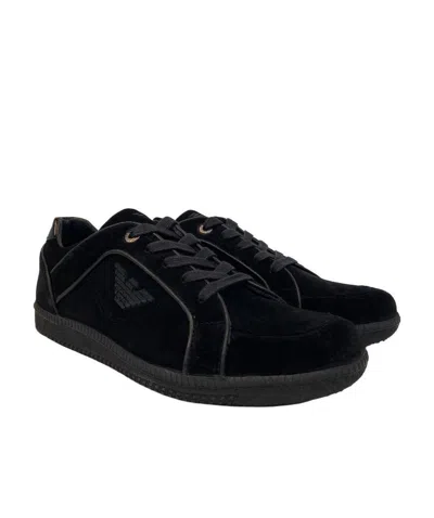 Emporio Armani Logo Details Casual Sports Shoes In Black