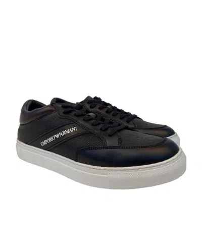 Emporio Armani Logo Details Casual Sports Shoes In Black