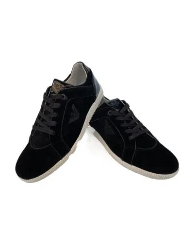 Emporio Armani Logo Details Casual Sports Shoes In Black