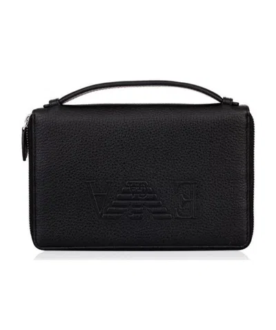Emporio Armani Logo Details Clutch In Black