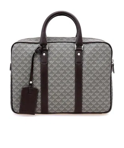 Emporio Armani Logo Details Handbag In Gray