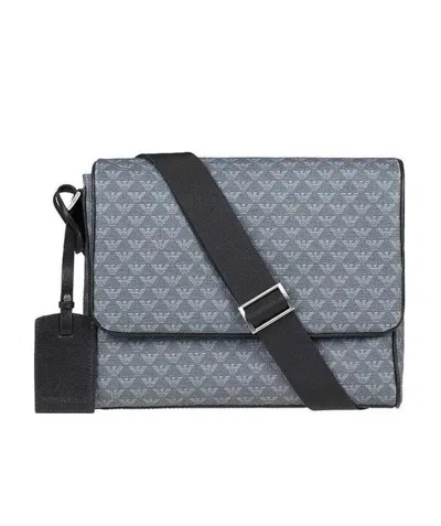 Emporio Armani Logo Details Satchel In Gray