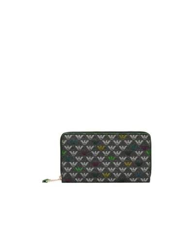 Emporio Armani Logo Details Wallet In Black
