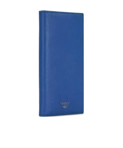 Emporio Armani Logo Details Wallet In Blue