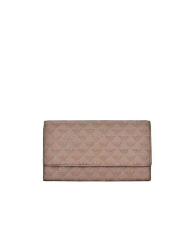 Emporio Armani Logo Details Wallet In Brown