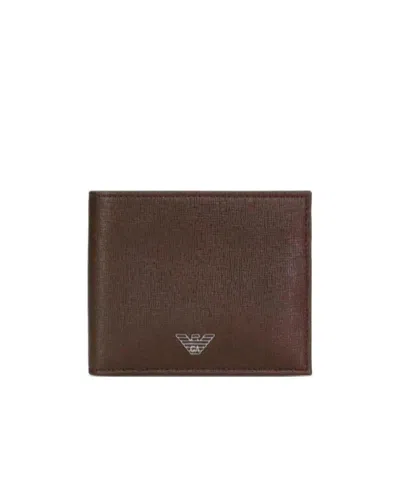 Emporio Armani Logo Details Wallet In Brown