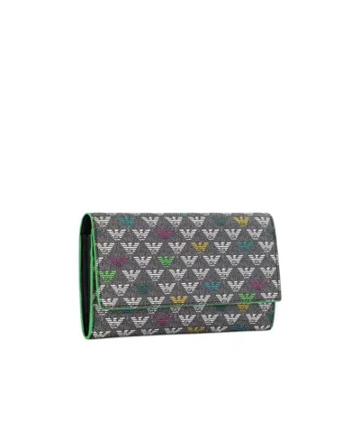Emporio Armani Logo Details Wallet In Gray