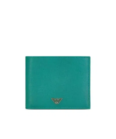 Emporio Armani Logo Details Wallet In Green