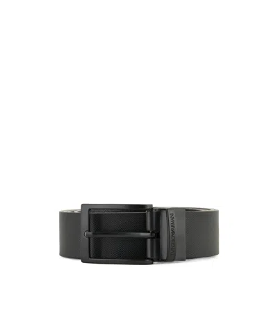 Emporio Armani Logo Double-sided Belt In Black