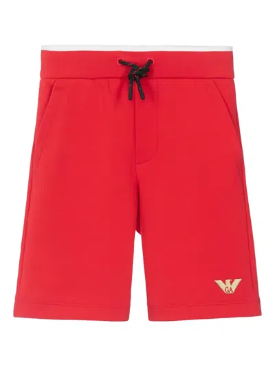 Emporio Armani Kids' Logo Drawstring Shorts In Red