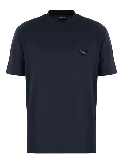 Emporio Armani Logo Eagle-embellished Crew-neck T-shirt In Blue