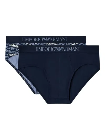 Emporio Armani Logo Elastic Briefs (set Of Two) In Animal Print