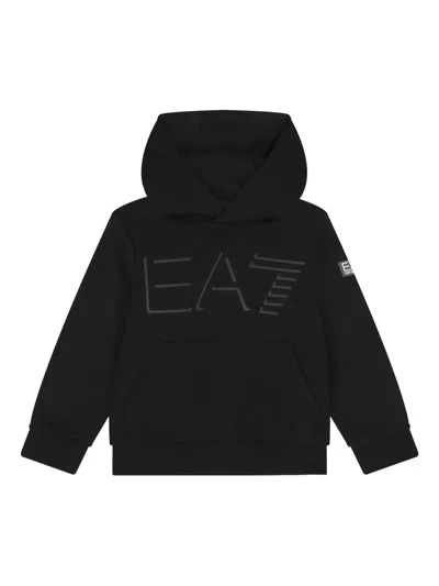 Emporio Armani Kids' Logo-embellished Hooded Sweatshirt In Black
