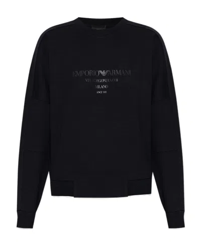 Emporio Armani Logo-embellished Knit Jumper In Black
