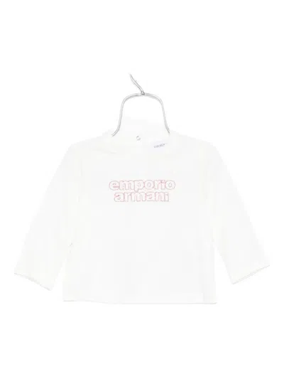 Emporio Armani Babies' Logo-embellished Long-sleeve Top In White