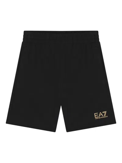 Emporio Armani Kids' Logo-embellished Shorts In Black