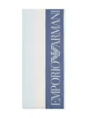 Emporio Armani Logo-embellished Striped Scarf In Blue