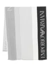 Emporio Armani Logo-embellished Striped Scarf In Black