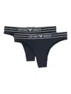 Emporio Armani Elastic Waistband Two-pack Brazilian Briefs In Blue