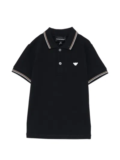 Emporio Armani Logo Embodied Polo Shirt In Black