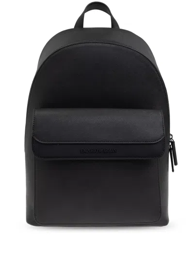 Emporio Armani Logo-embossed Backpack In Black