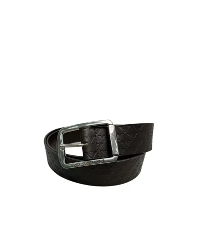 Emporio Armani Logo Embossed Belt In Black