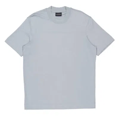Emporio Armani Logo Embossed Cotton T-shirt In Blue