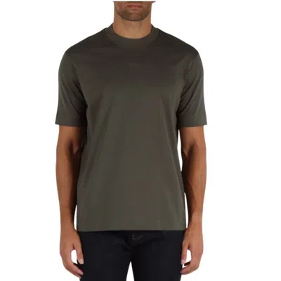 Emporio Armani Logo Embossed Cotton T-shirt In Green