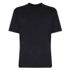 Emporio Armani Logo Embossed Cotton T-shirt In Blue