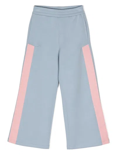 Emporio Armani Kids' Logo-embossed Cotton Track Pants In Blue