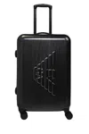 EMPORIO ARMANI LOGO EMBOSSED FOUR WHEELS SUITCASE