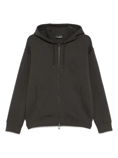Emporio Armani Logo-embossed Hoodie In Black
