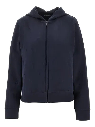 Emporio Armani Logo-embossed Hoodie In Blue