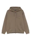 Emporio Armani Logo-embossed Hoodie In Brown
