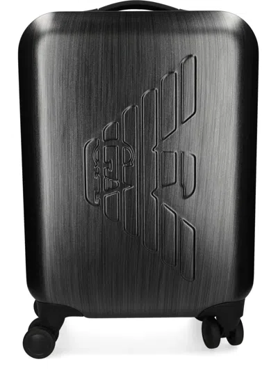 Emporio Armani Logo-embossed Luggage In Grey