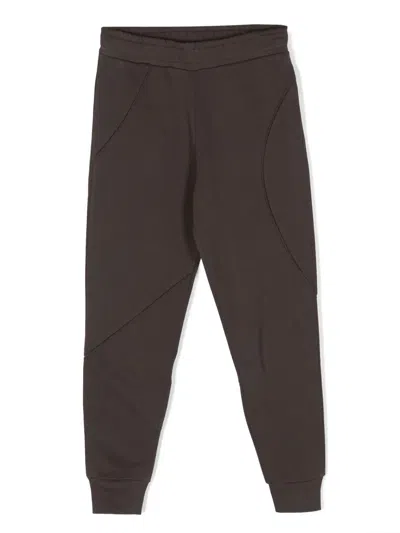 Emporio Armani Kids' Logo-embossed Panelled Track Pants In Brown