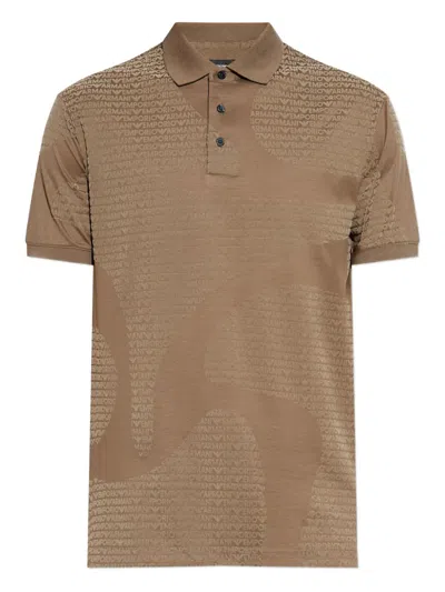 Emporio Armani Logo-embossed Polo Shirt In Brown