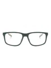 Emporio Armani Logo-embossed Rectangle-frame Glasses In Green