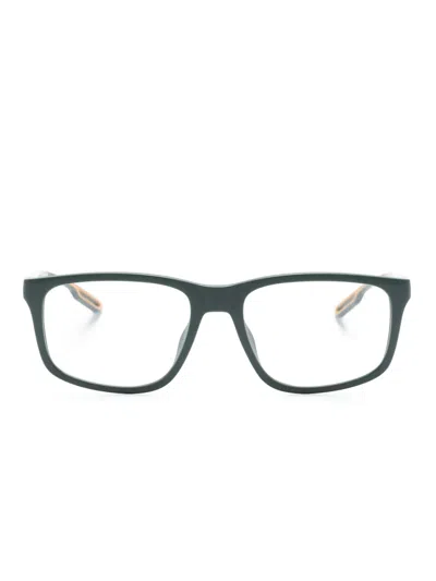 Emporio Armani Logo-embossed Rectangle-frame Glasses In Green