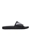 Emporio Armani Logo-embossed Ridged-sole Slides In Black