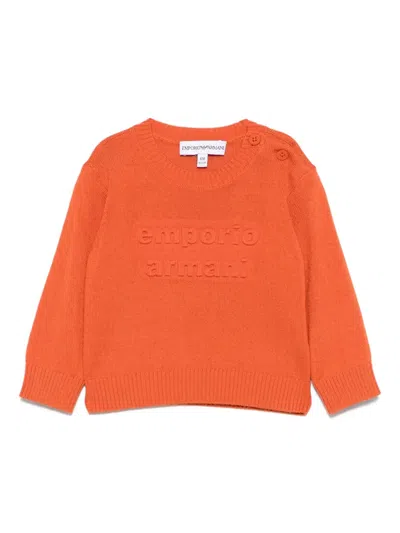 Emporio Armani Babies' Logo-embossed Jumper In Orange