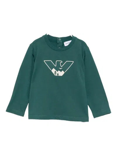 Emporio Armani Babies' Logo-embossed T-shirt In Green